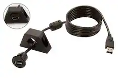 Front. PAC - Universal 6’ Dash Mount USB Adapter - Black.