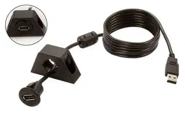 Front. PAC - Universal 6’ Dash Mount USB Adapter - Black.