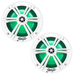 Stinger - 6.5” 2-Way Marine Coaxial LED Illuminated Speakers with Poly Carbon Cones (Pair) - White - Front_Zoom