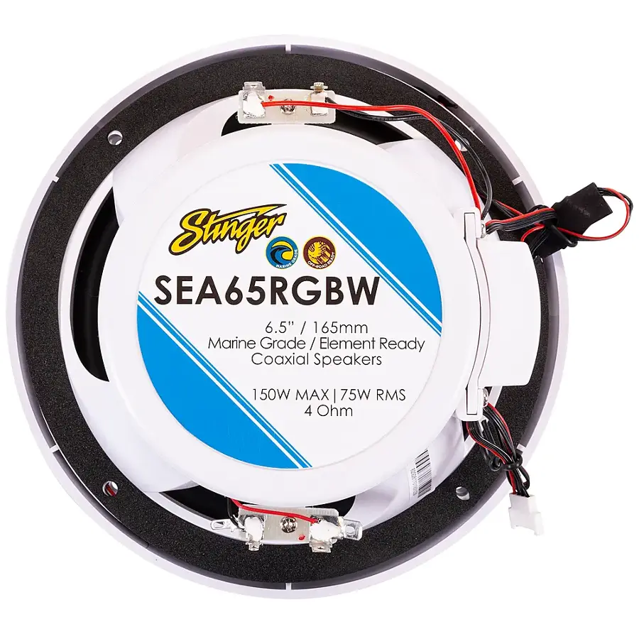 Alt View 16. Stinger - 6.5” 2-Way Marine Coaxial LED Illuminated Speakers with Poly Carbon Cones (Pair) - White.