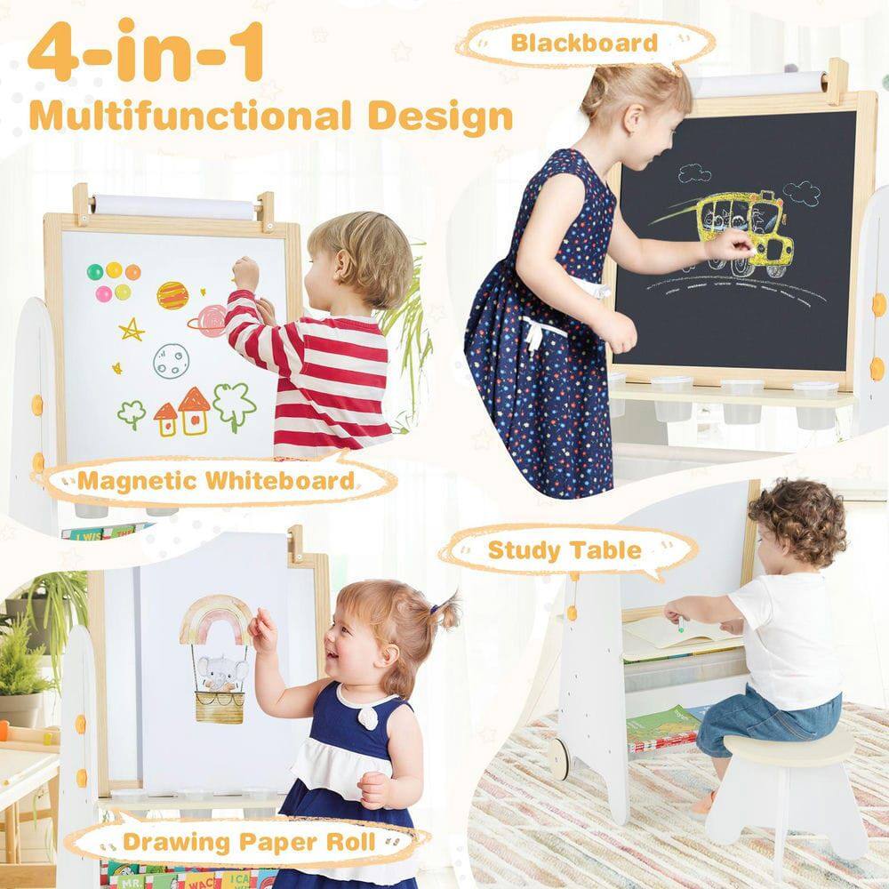4-in-1 Multifunctional Design

- Blackboard
- Magnetic Whiteboard
- Study Table
- Drawing Paper Roll