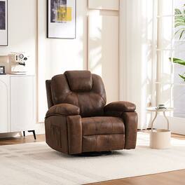 Boyel Living - Faux Leather Recliner Chair with Hidden Cup Holder - Brown