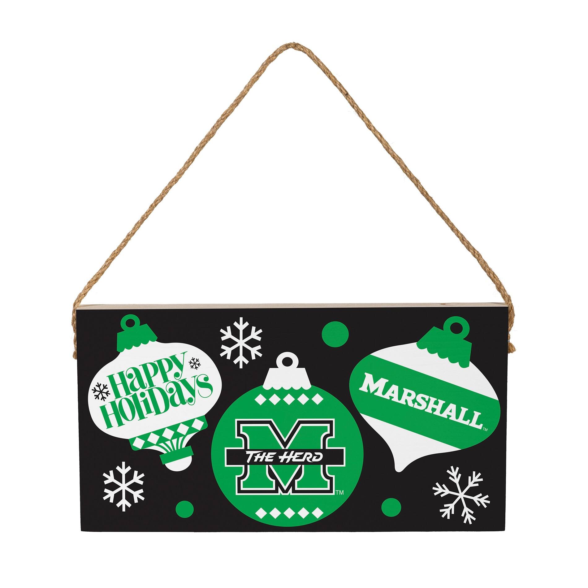Marshall Thundering Herd 6" x 11" Holiday Wood Wall Sign