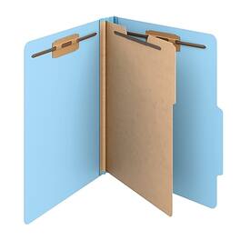 Staples - Heavy Duty Pressboard Classification Folder, 1-Divider, 2" Expansion, Letter Size, 10/Pack - Light Blue