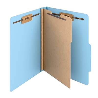 Staples - Heavy Duty Pressboard Classification Folder, 1-Divider, 2" Expansion, Letter Size, 10/Pack - Light Blue