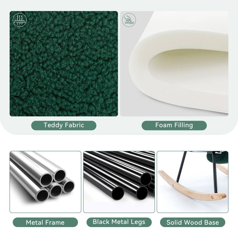 Teddy Fabric Foam Filling Metal Frame Black Metal Legs Solid Wood Base