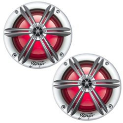 Stinger - 6.5” 2-Way Marine Coaxial LED Illuminated Speakers with Poly Carbon Cones (Pair) - Silver - Front_Zoom