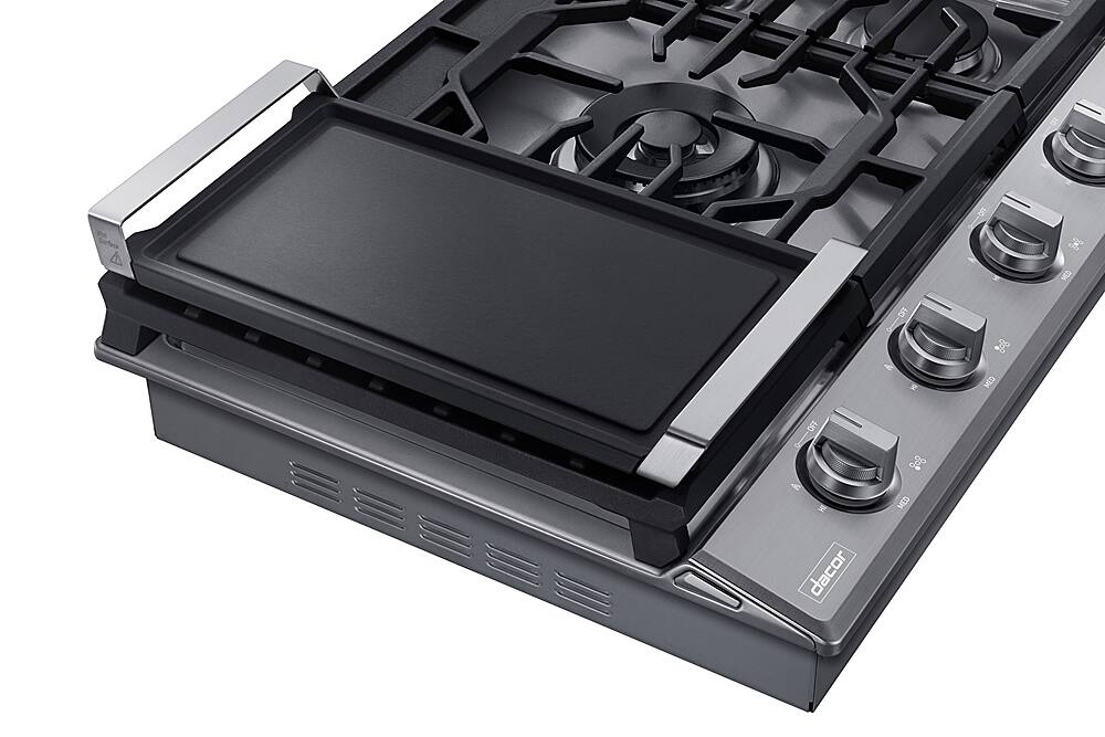 Alt View 13. Dacor - Transitional 30" Built-In Gas Cooktop with 6 burners and SimmerSear, Liquid Propane Convertible - Silver Stainless Steel.