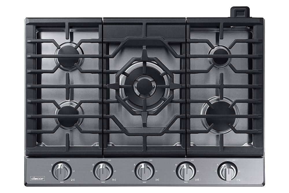 Alt View 14. Dacor - Transitional 30" Built-In Gas Cooktop with 6 burners and SimmerSear, Liquid Propane Convertible - Silver Stainless Steel.