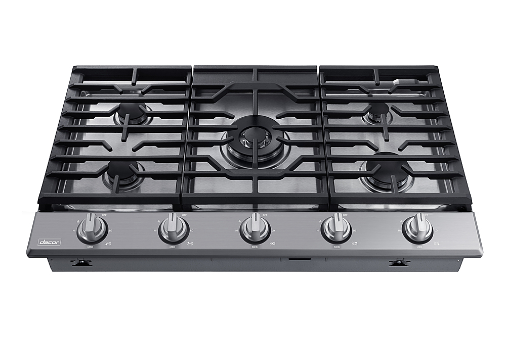 Angle View: Dacor - Professional 30" Built-In Gas Cooktop with 4 burners with SimmerSear™ , Liquid Propane - Silver stainless steel