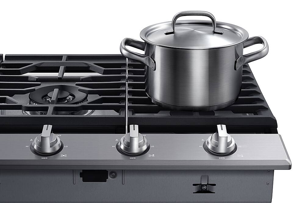 Alt View 14. Dacor - Transitional 36" Built-In Gas Cooktop with 6 burners and SimmerSear, Liquid Propane Convertible - Silver Stainless Steel.