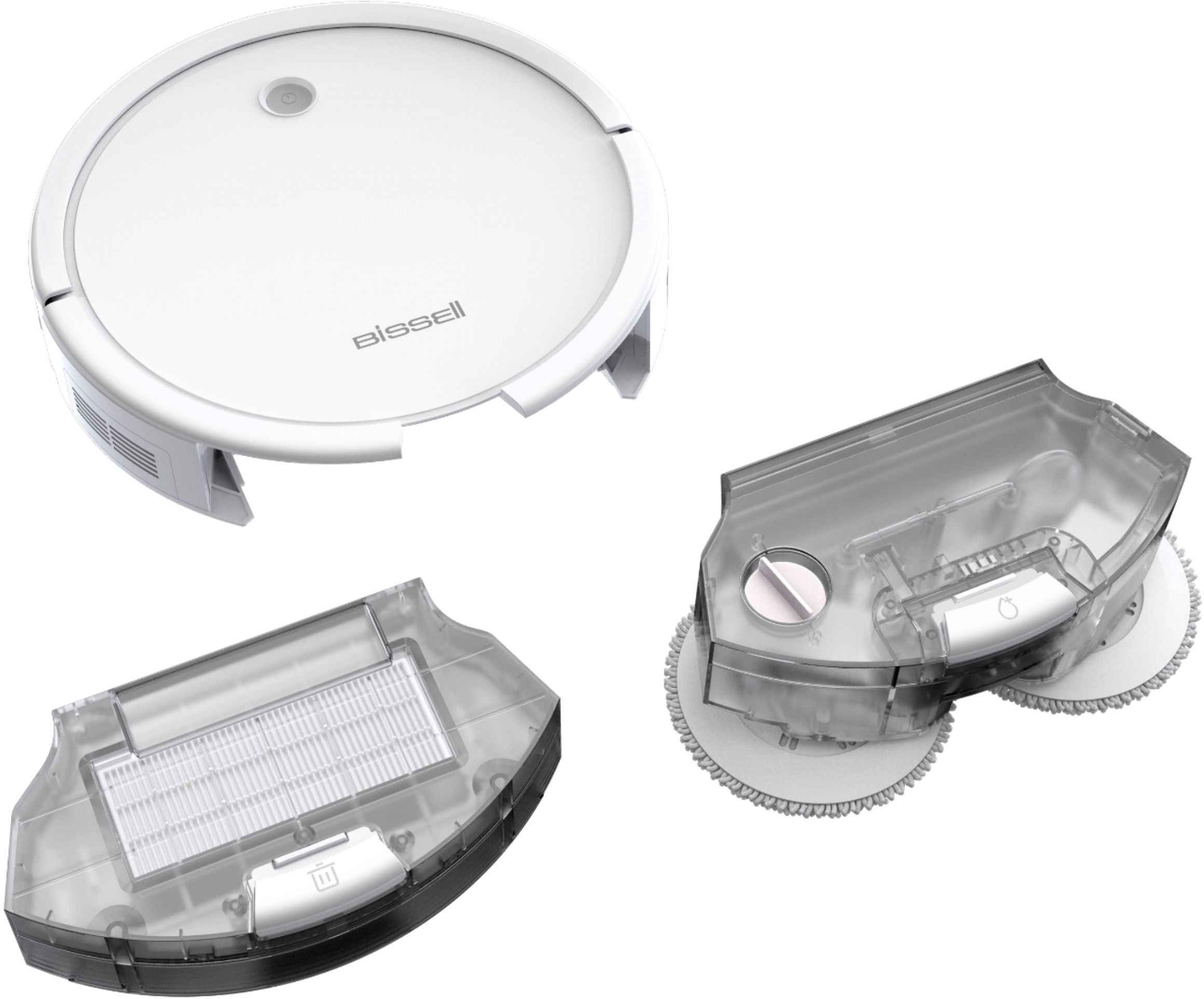 Angle View: BISSELL SpinWave Wet and Dry Robotic Vacuum - Pearl White