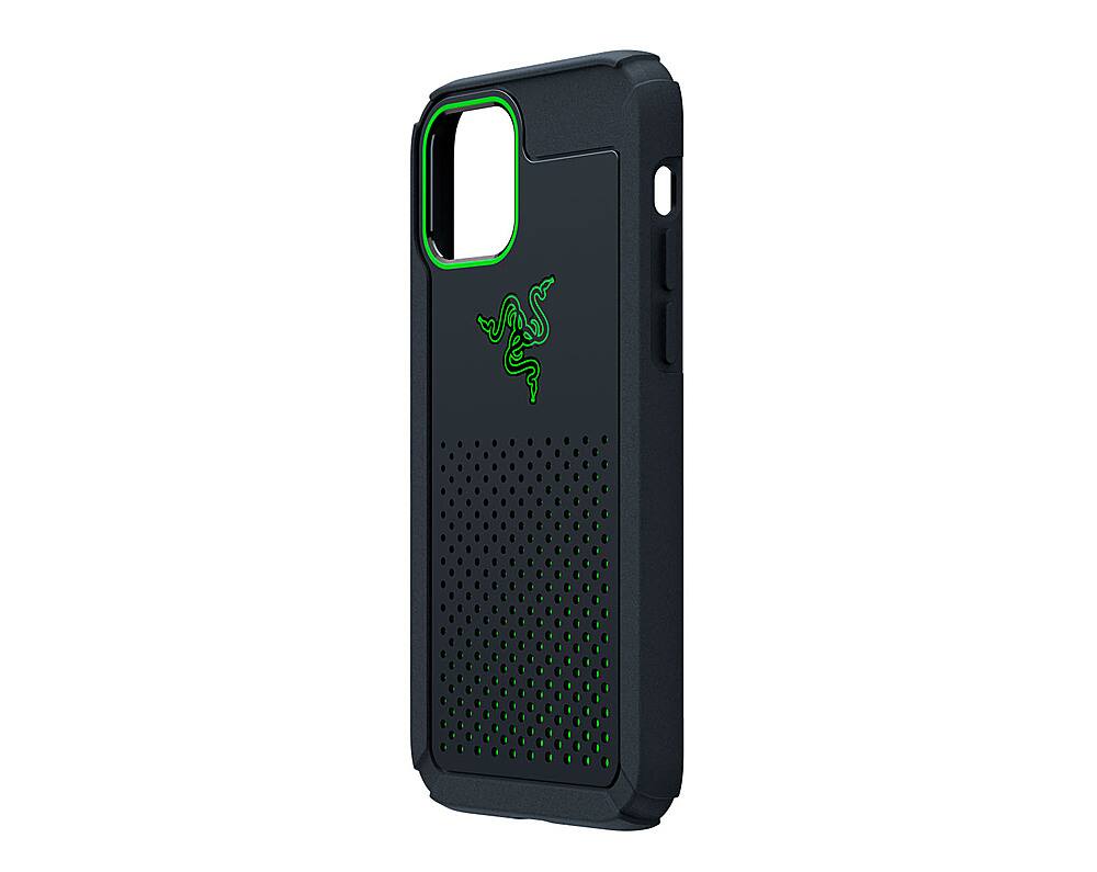 Left. Razer - Arctech Pro Skin Case for iPhone 12 and iPhone 12 Pro - Black.