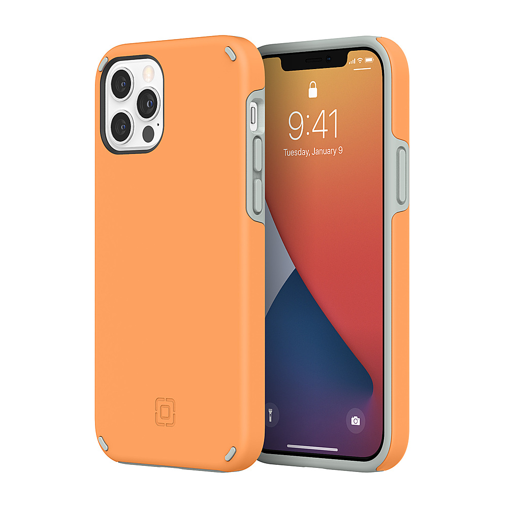 Incipio - Duo Hard shell Case for Apple iPhone 12 & iPhone 12 Pro - Clementine Orange/Gray