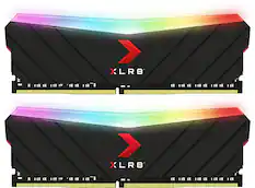 Alt View 1. PNY - XLR8 32GB (2PK 16GB) 3200MHz DDR4 DIMM Desktop Memory with RGB lighting - Black.