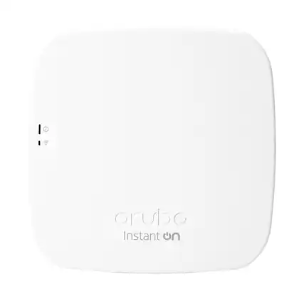 Front. HPE Aruba - Instant On AP12 (US) Indoor AP with DC Power Adapter and Cord (NA) - White.