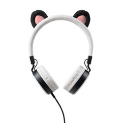 Planet Buddies - Furry Kids Linkable Wired Headphones (Pippin the Panda) - Black - Front_Zoom