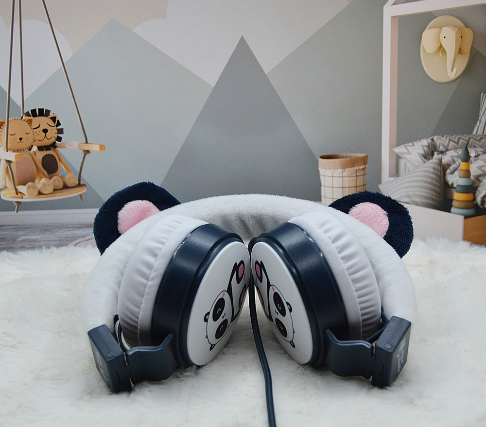 Furry Panda) Wired Headphones Buddies Planet - Kids (Pippin Linkable Best 39092 the Black Buy
