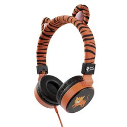 Planet Buddies - Furry Kids Linkable Wired Headphones (Charlie the Tiger) - Orange - Front_Zoom
