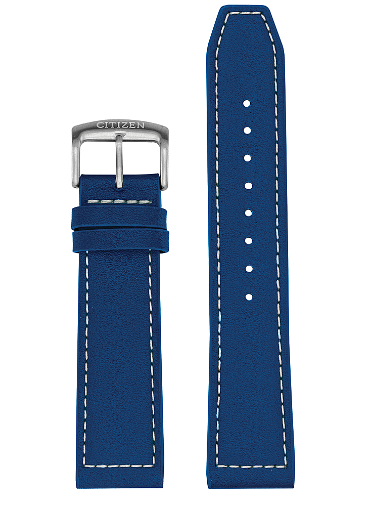 Left View: Leather Band for Citizen CZ Smartwatch 22mm - Blue