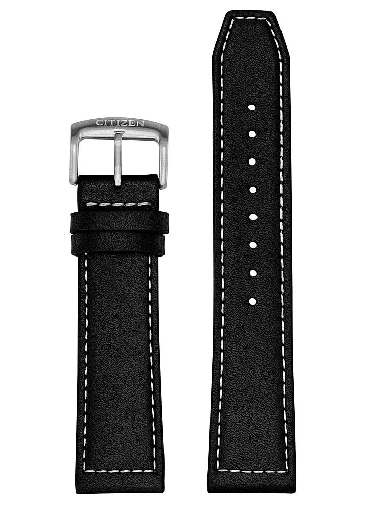 Left View: Leather Band for Citizen CZ Smartwatch 22mm - Black