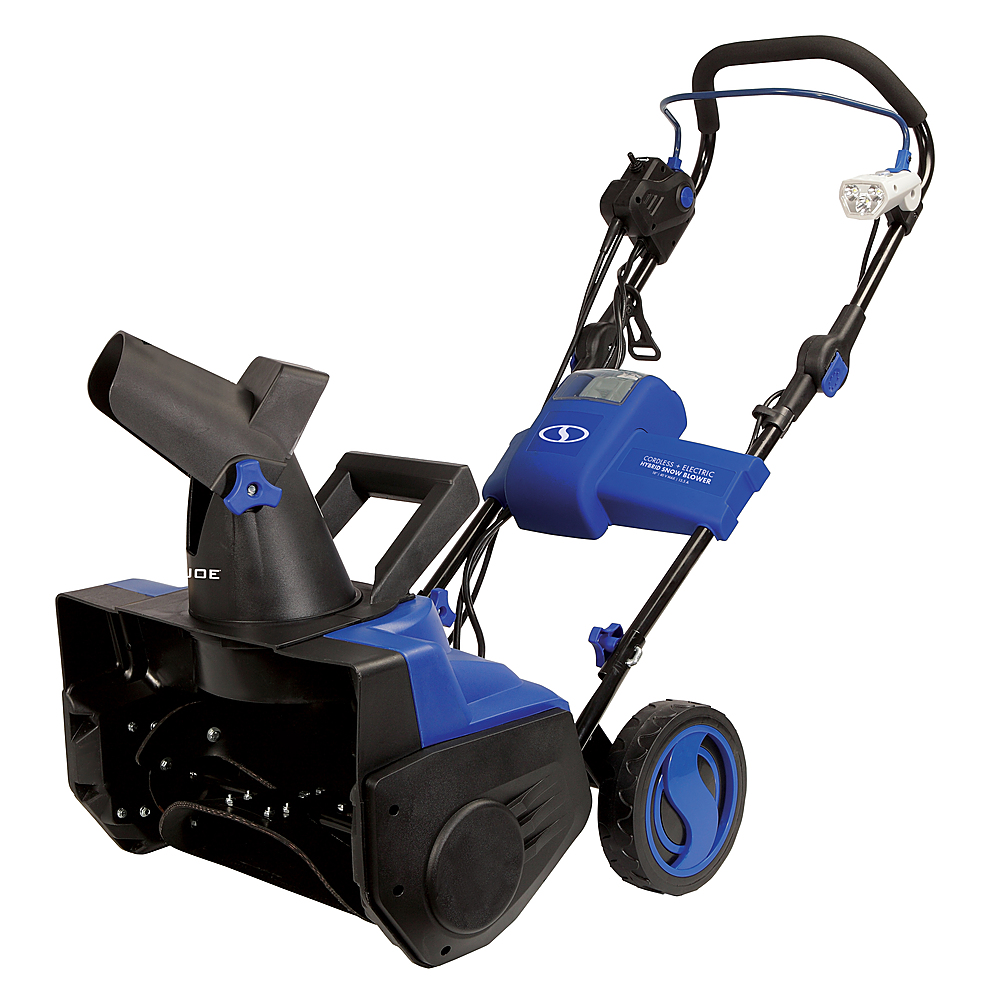 Angle View: Snow Joe - iON18SB-HYB 40-Volt iONMAX Hybrid Brushless Single Stage Snowblower Kit, 18-Inch, W/ 4.0-Ah Battery and Charger - Blue & Black