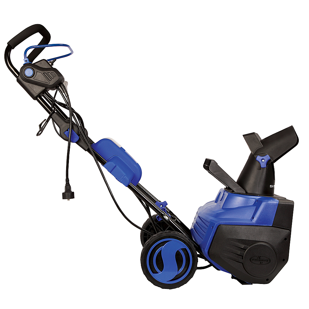 Left View: Snow Joe - iON18SB-HYB 40-Volt iONMAX Hybrid Brushless Single Stage Snowblower Kit, 18-Inch, W/ 4.0-Ah Battery and Charger - Blue & Black