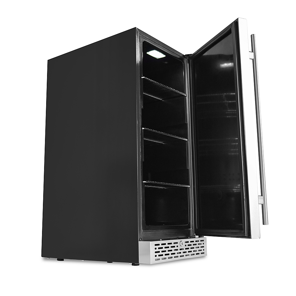 Left View: Samsung - 29 cu. ft. Smart 4-Door Flex refrigerator with Family Hub and Beverage Center - Black stainless steel