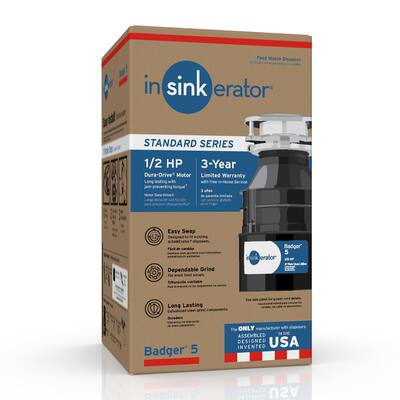 InSinkErator BADGER5 Continuous Feed Food Waste Disposer with Dura InSinkErator BADGER5 Continuous Feed Food Waste Disposer with Dura