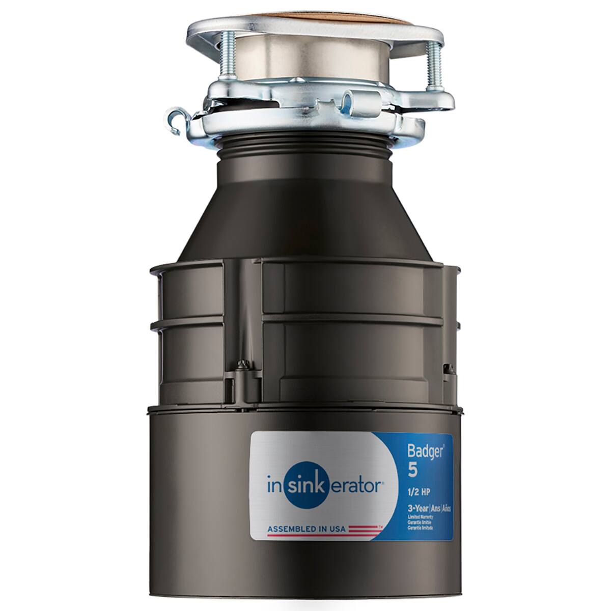 Left. InSinkerator - Badger 5 Lift and Latch Standard Series 1/2 HP Continuous Feed Garbage Disposal Cordless - Black.