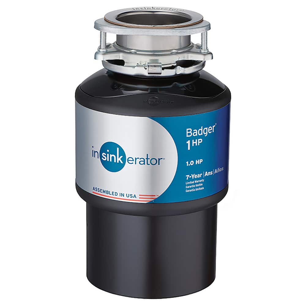 Angle. InSinkerator - Badger 1HP Lift and Latch Continuous Feed Garbage Disposal Cordless.