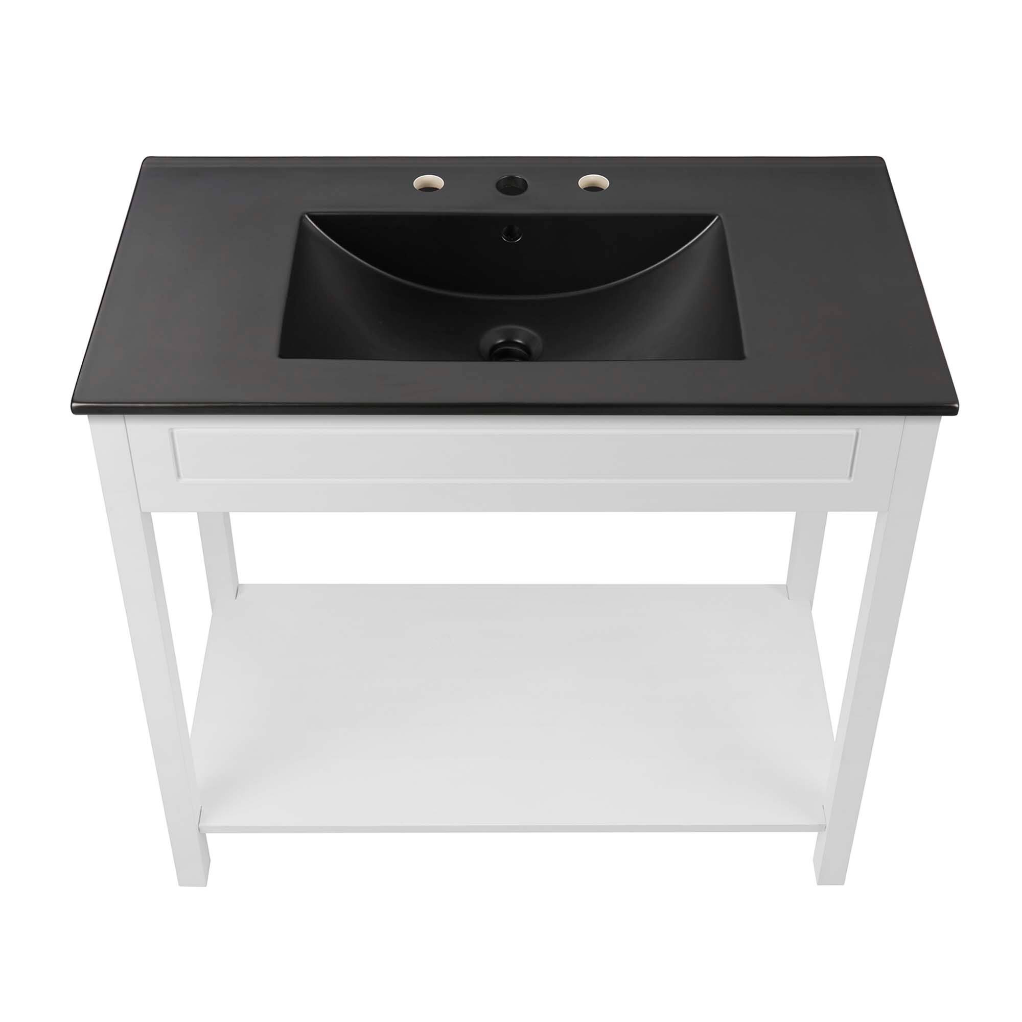 Alt View 4. Modway - Altura Bathroom Vanity Basin Included by Modway - White Black.