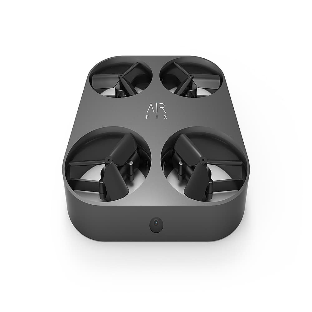 Left. AirSelfie - AirPix Quadcopter Drone with Camera - Black.