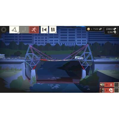 The image shows a bridge with a car driving across it. The bridge has a large number of people on it, with some of them holding umbrellas. The scene is set at night, and the bridge is lit up, creating a visually striking contrast against the dark sky. The image is a computer-generated image, possibly from a video game, which adds to the overall atmosphere of the scene. - T (Teen 13+)