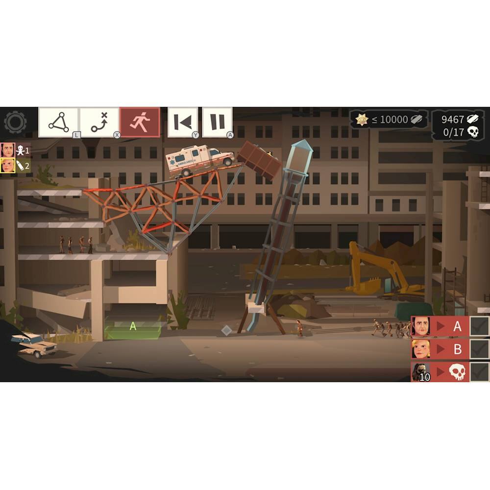 The image shows a construction site with a crane and a truck. There are several people in the scene, some of them working on the construction site, while others are standing around. The image also features a video game with a crane and a truck, which might be related to the construction site. The game appears to be a simulation of a construction project, with the crane and truck being the main elements. The image also includes a clock, indicating the time of day or the progress of the construction project.