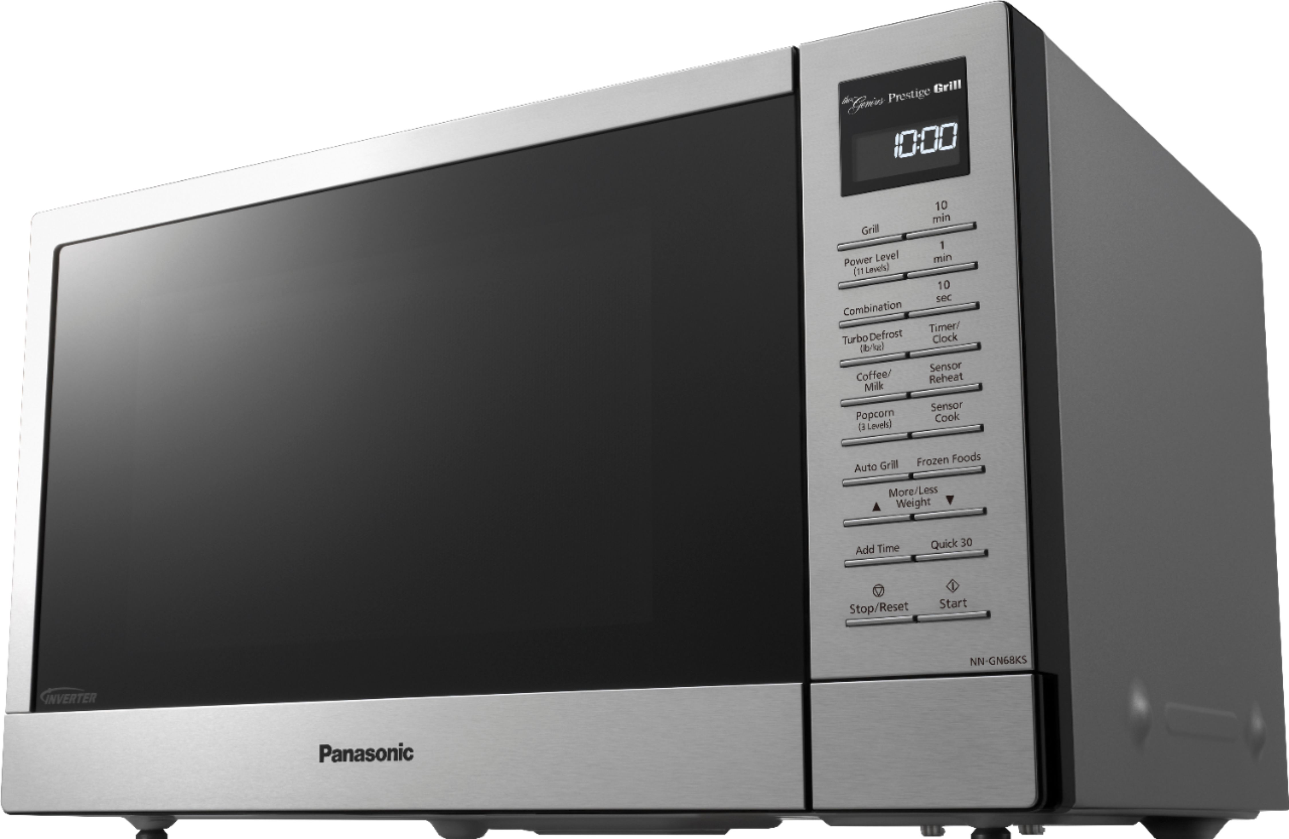 Left View: Panasonic - 1.1 Cu.Ft 1000 Watt GN68KS 2-in-1 Inverter Microwave Oven with FlashXpress Broiler - Stainless steel