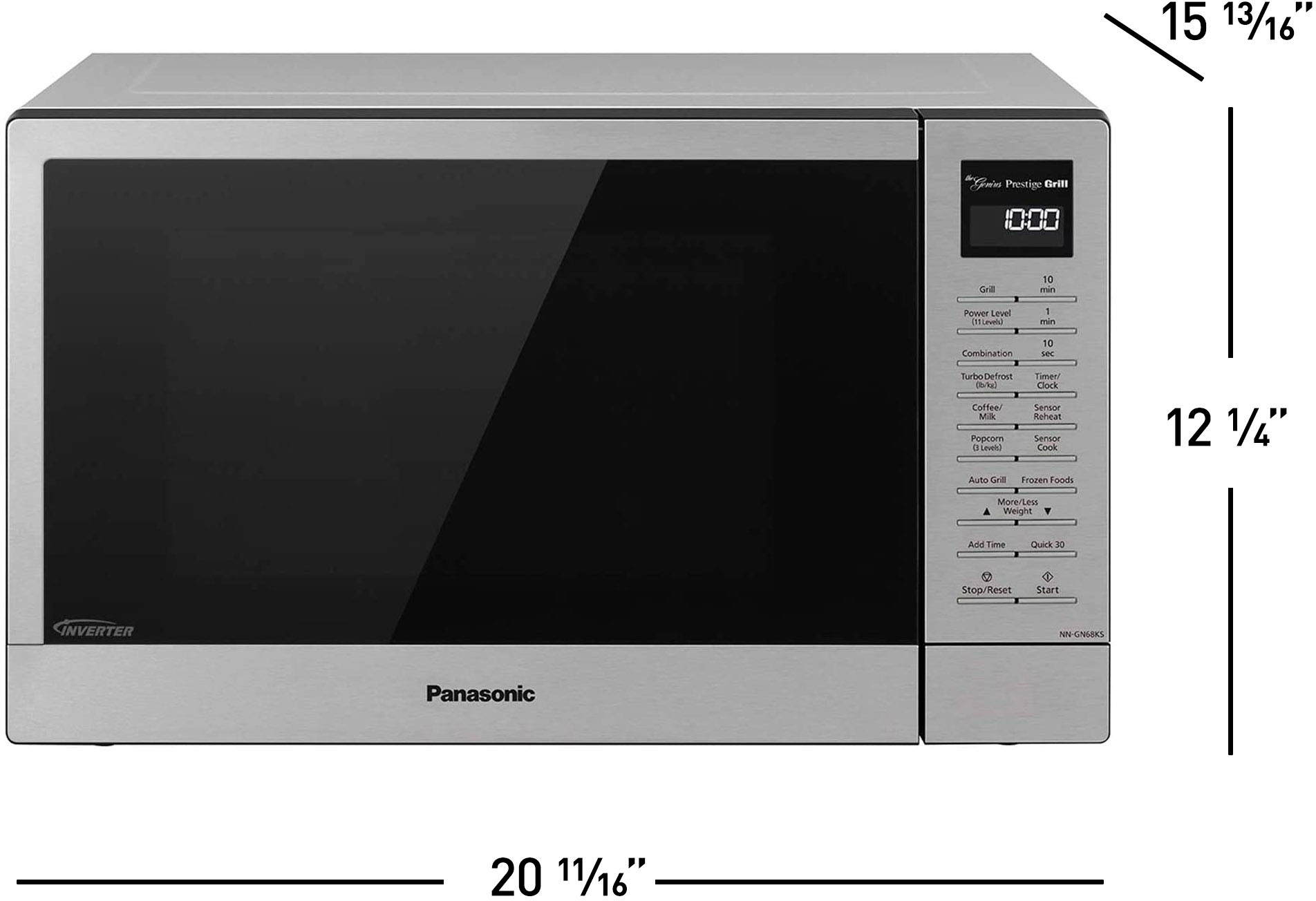 Angle View: Panasonic - 1.1 Cu.Ft 1000 Watt GN68KS 2-in-1 Inverter Microwave Oven with FlashXpress Broiler - Stainless steel