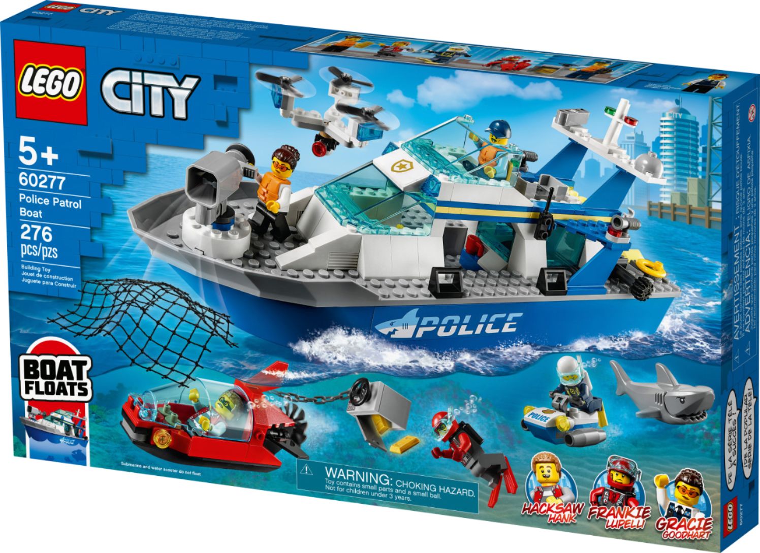 Angle View: LEGO - City Police Patrol Boat 60277