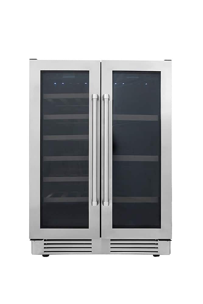 Thor Kitchen - 21 Wine Bottle Capacity and 95 Can Dual Zone French Door Wine and Beverage Center - Stainless Steel - Front_Zoom