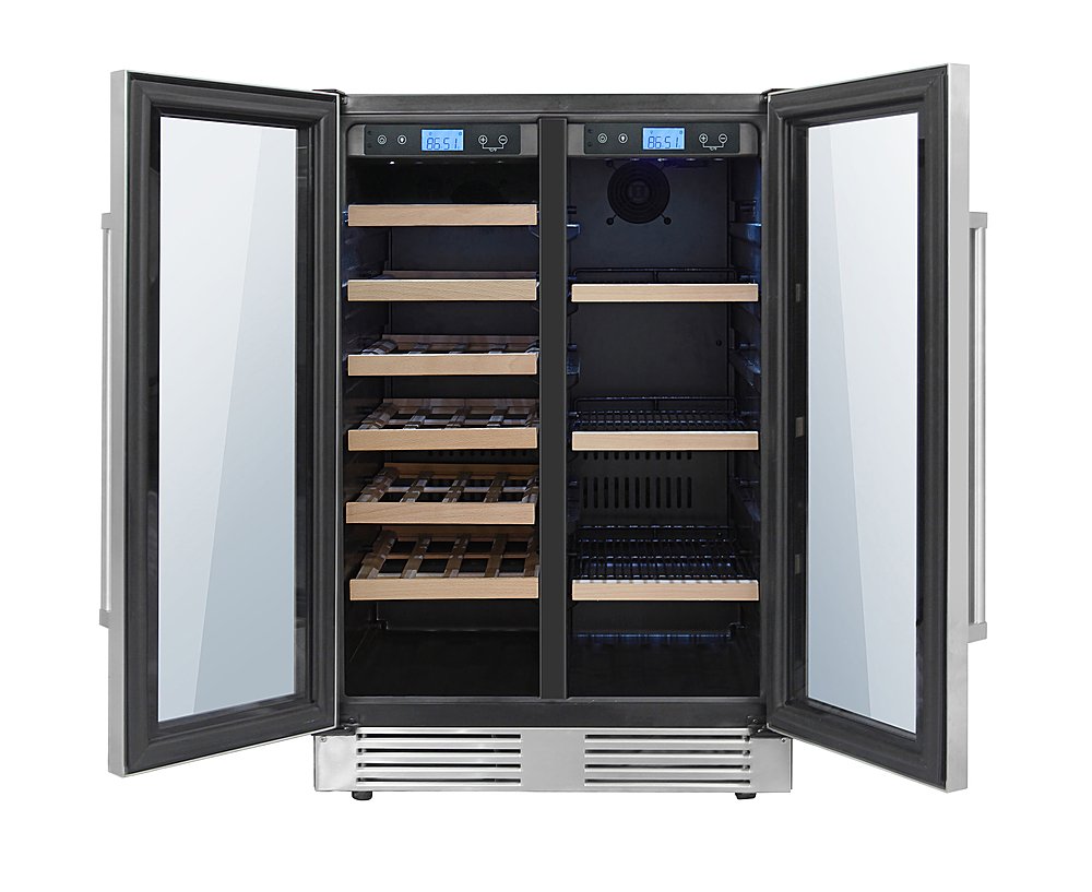 Zoom in on Alt View Zoom 12. Thor Kitchen - 21 Wine Bottle Capacity and 95 Can Dual Zone French Door Wine and Beverage Center - Stainless steel.