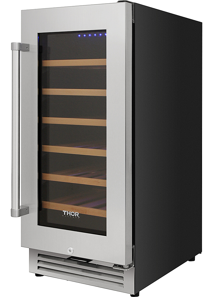 Angle View: Thor Kitchen - 33 Bottle Built-in Dual Zone Wine and Beverage Cooler - Stainless Steel