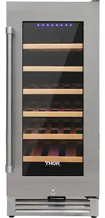 Front. Thor Kitchen - 33 Bottle Built-in Dual Zone Wine and Beverage Cooler - Stainless Steel.