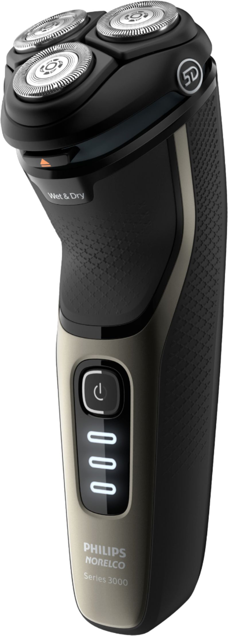 Left View: Philips Norelco CareTouch, Rechargeable Wet & Dry Shaver with Pop-Up Trimmer, S3210/51 - Ash gold