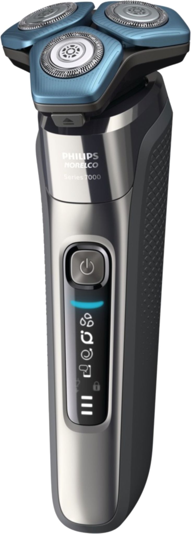 Left View: Barbasol - Rechargeable Wet/Dry Rotary Electric Shaver with Beard Trimmer - Black/Blue
