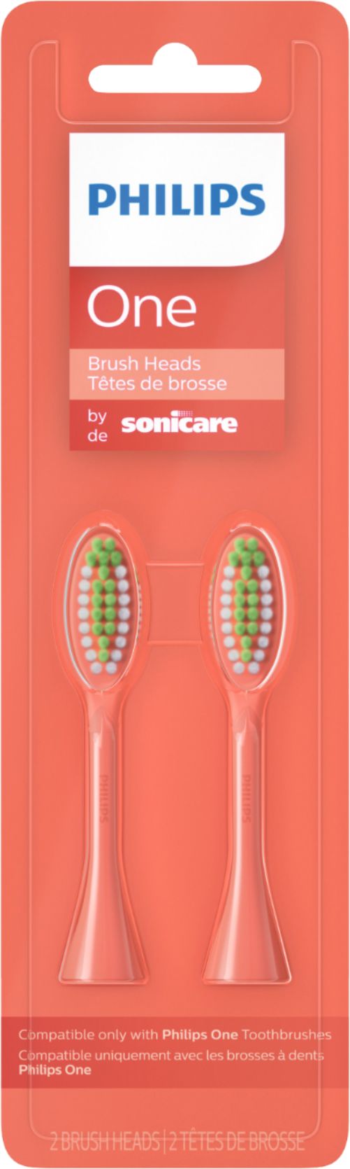 Angle View: Philips Sonicare - Philips One by Sonicare 2pk Brush Heads - Miami Coral