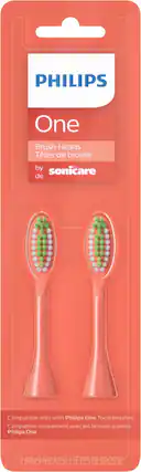Angle. Philips Sonicare - Philips One by Sonicare 2pk Brush Heads - Miami Coral.
