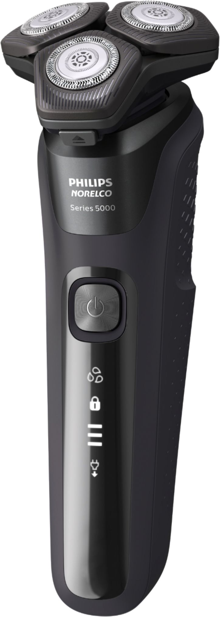 Left View: Philips Norelco - Shaver 5300, Rechargeable Wet & Dry Shaver with Pop-Up Trimmer - Deep Black