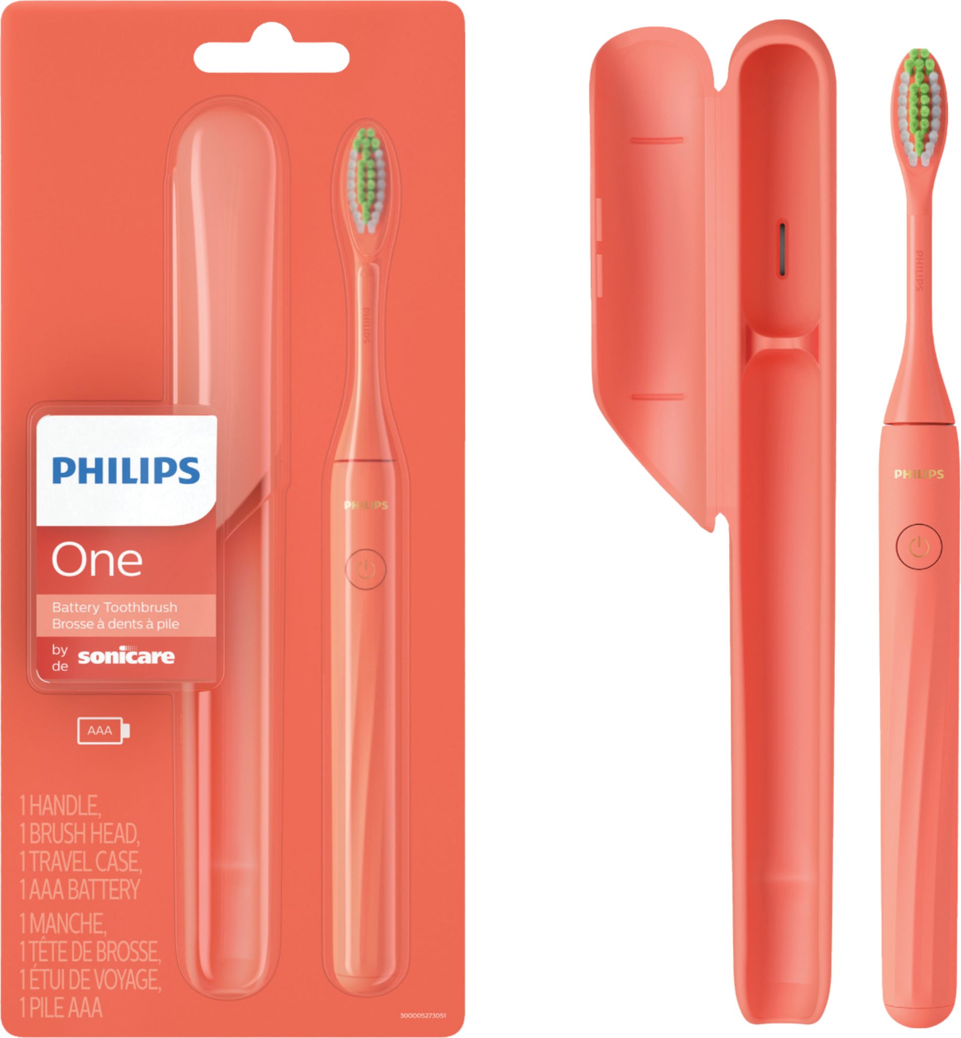 Left View: Philips Sonicare - Philips One by Sonicare Battery Toothbrush - Miami Coral