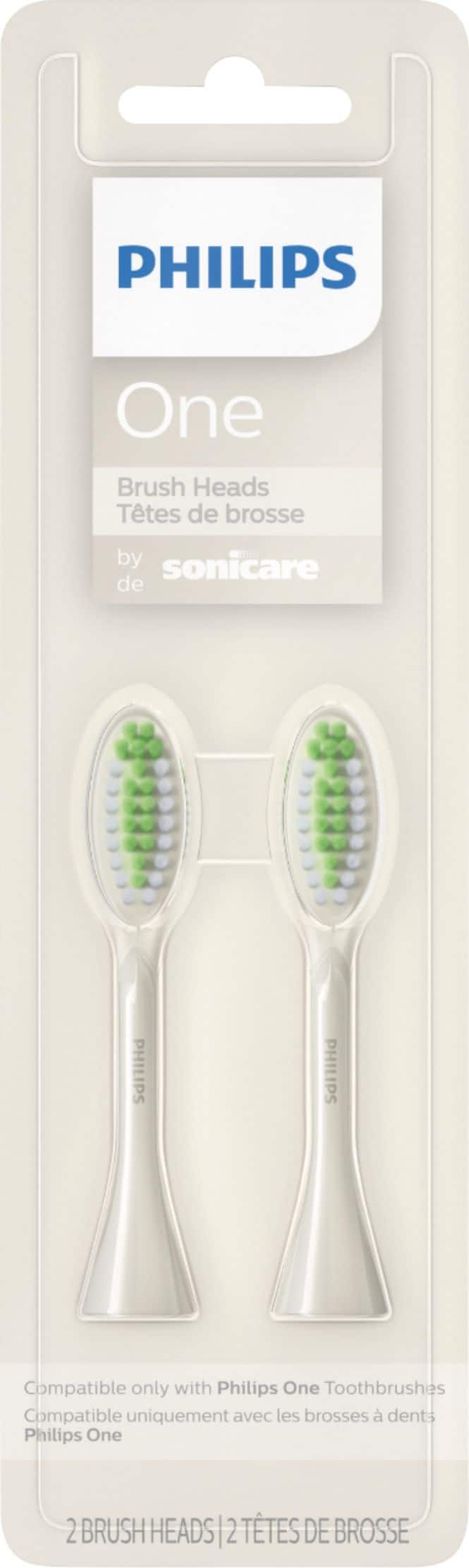 Angle. Philips Sonicare - Philips One by Sonicare 2pk Brush Heads - Snow White.