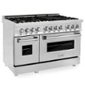 ZLINE - 48" Professional 6.0 cu. ft. 7 Gas Burner/Electric Oven Range in Stainless Steel with Brass Burners (RA-BR-48) - Stainless Steel Look